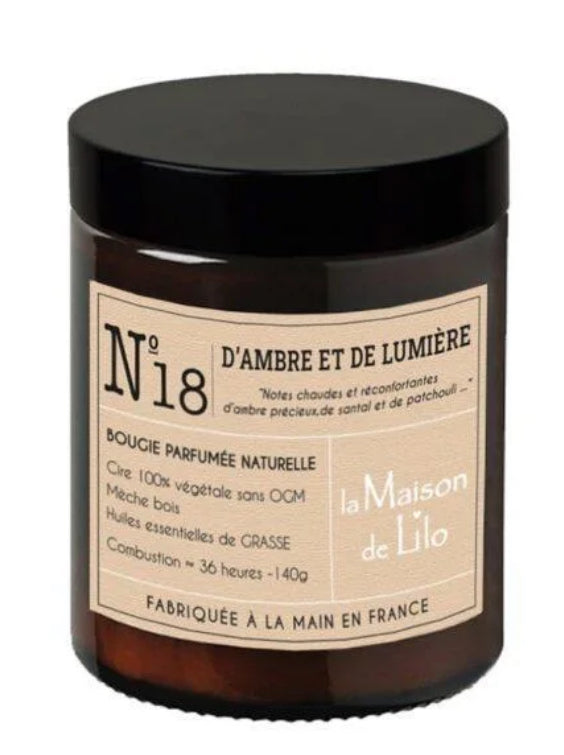 Bougie parfumée d’Ambre et de lumière n*18